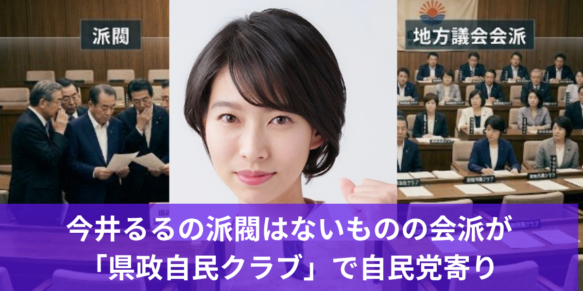 今井るるの派閥はないものの会派が「県政自民クラブ」で自民党寄り