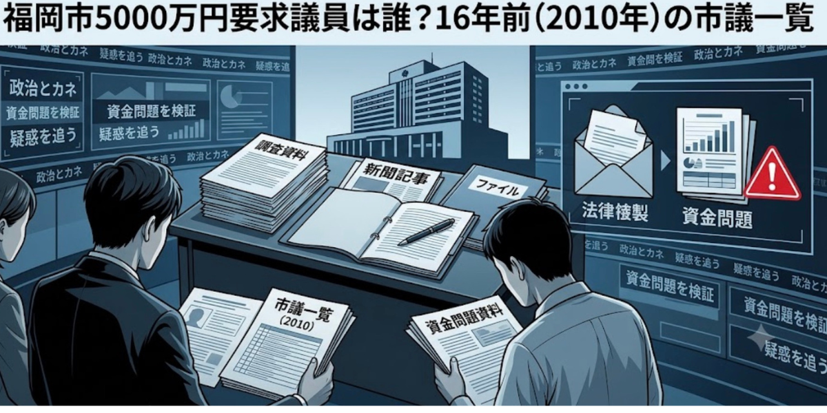 福岡市5000万円要求議員は誰？16年前（2010年）の市議一覧