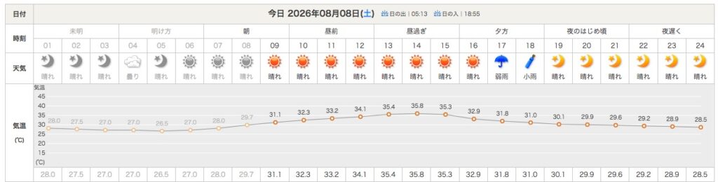甲子園　温度変化　8月8日