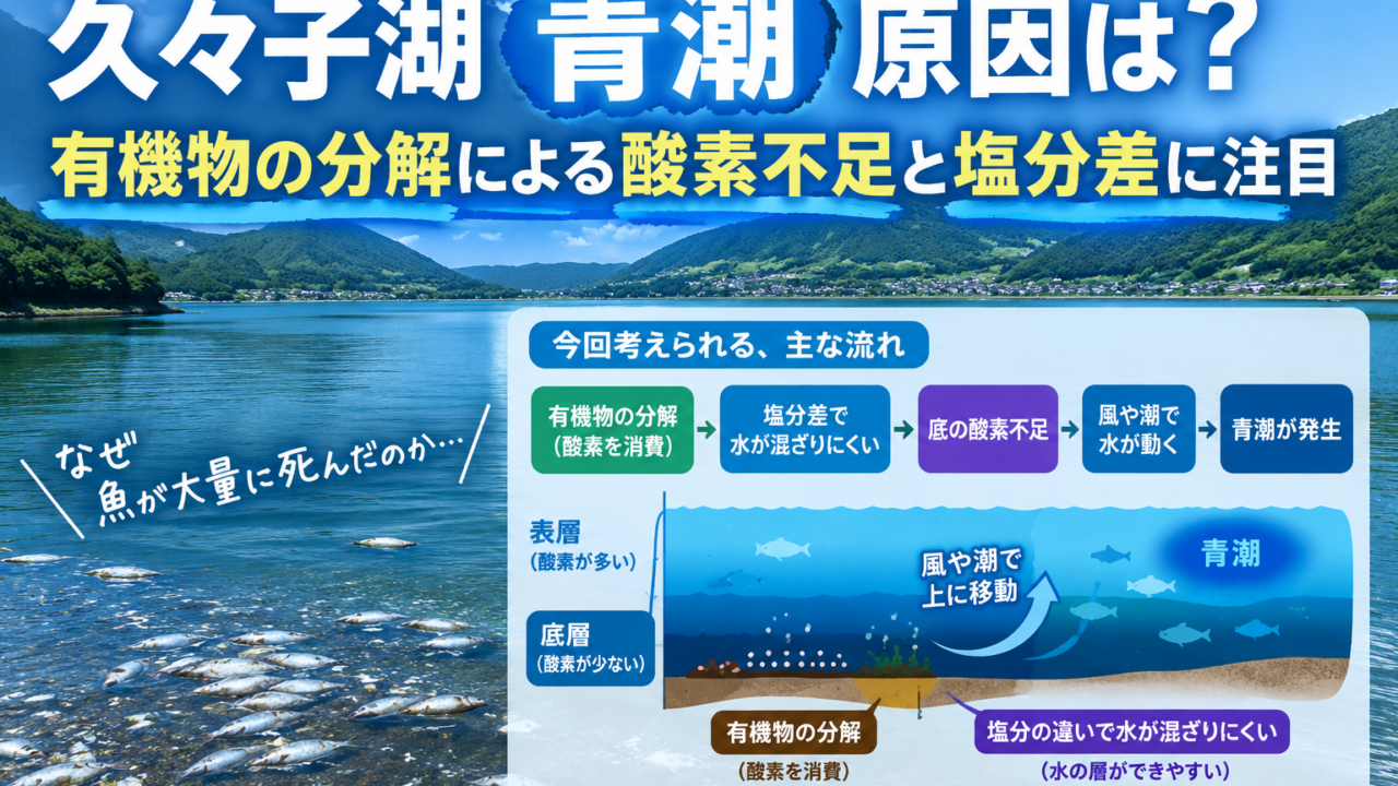 久々子湖の青潮の原因を最新データから考察｜有機物の分解と酸素不足の関係