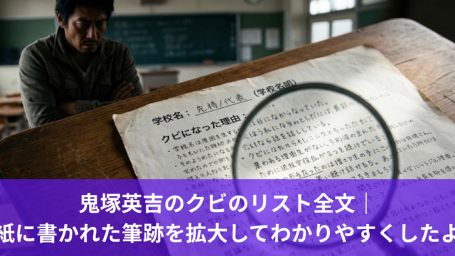 鬼塚英吉のクビのリスト全文｜ 紙に書かれた筆跡を拡大してわかりやすくしたよ