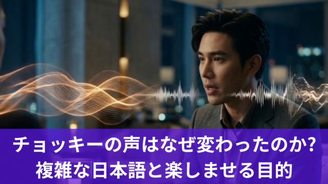 チョッキーの声はなぜ変わったのか? 複雑な日本語と楽しませる目的