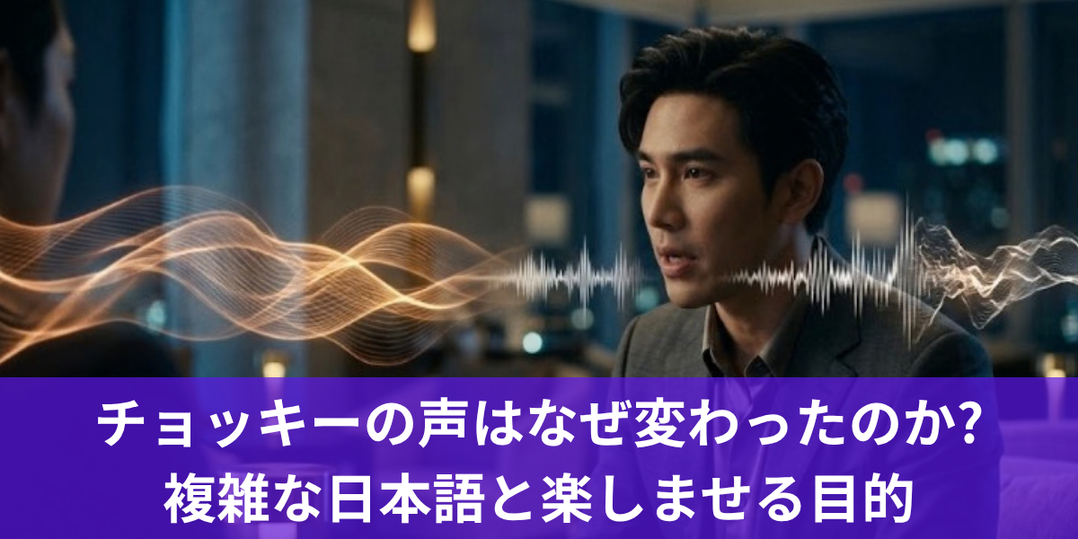 チョッキーの声はなぜ変わったのか? 複雑な日本語と楽しませる目的